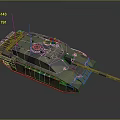Modern Armored Military Tank Featuring Camouflage Paint Cannon Tracks And Antennas