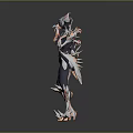 Futuristic Sci Fi Game Movie Character With Dark Armor And Glowing Blue Spiked Accents