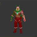 Christmas Themed Horned Creature Character In Red Outfit With Mechanical Arm