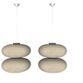 Elegant Paper Pendant Lights With Black Lines And Metal Rings For Interior Lighting