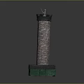 Traditional Clothing Worn By Figurine On Brick Tower With Green Base