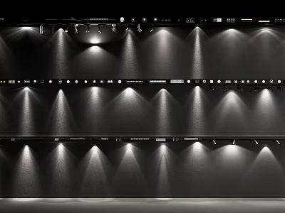Downlights and Spotlights Installed on Track Showing Bright Uniform Light Projection in Space 3d model