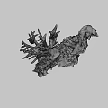 Natural Coral Reef Decor With Rocky Base And Mossy Surface Branches