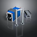 Modern Blue Security Screening Gate With Metal Frame And Conveyor Belt