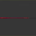 Red Trident Weapon With Long Handle And Three Prongs Design