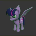 Cute Pink Pony Toy With Purple Mane Horn Wings And Star Tail