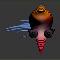 Colorful Abstract Sculpture Carving With Vibrant Patterns And Tentacle Like Appendages