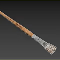 Household Paintbrush With Wooden Handle Black Metal Ferrule And Brown Bristles