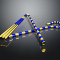 Decorative Weapon With Gold Blue Stripes Elongated Scepter Shiny Reflective Finish