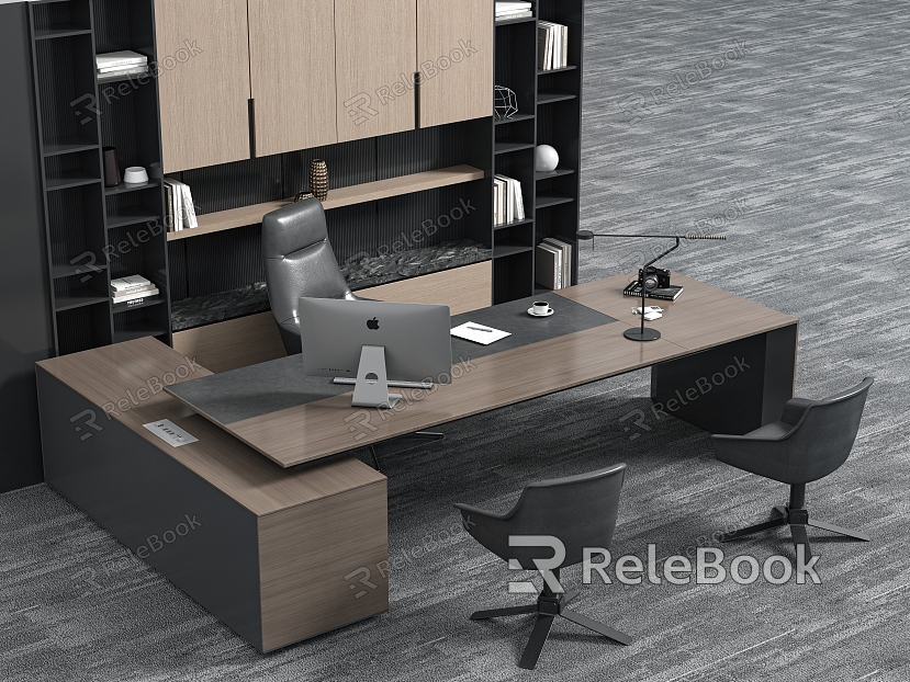 Manager office desk and chair combination model