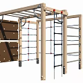 Outdoor Playground Climbing Equipment With Ladders Rope Nets And Wooden Frame