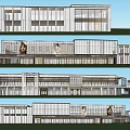 Modern Commercial Street Architecture With Glass Facade And Multi Story Storefronts