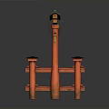 Traditional Japanese Torii Gate Architecture With Red Wooden Structure Green Roof And Decorative Beams