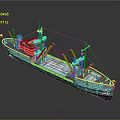 3D Rendered Highly Detailed Freight Ship Model With Colorful Exterior