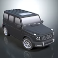 Black Off Road SUV With Square Body Roof Design Silver Wheels And Round Headlights