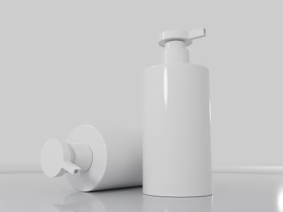 White Plastic Pump Bottles For Daily Hand Soap And Cleaning Supplies 3d model