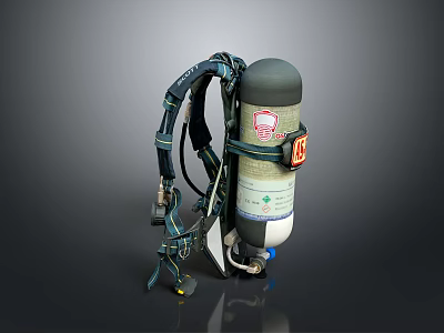 Safety Self Contained Breathing Apparatus With Cylinder Harness Regulator And Gauge System 3d model