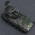 Military Camouflage Tank With Radar Antenna And Weapons System On Tracks