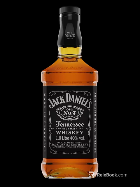 Jack Daniel's Old No.7 Tennessee Whiskey Bottle And Glass 1.0L 40% Vol 3d model 