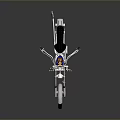 Custom Chopper Motorcycle With Shiny Chrome Parts Black Seat And Yellow Blue Accents