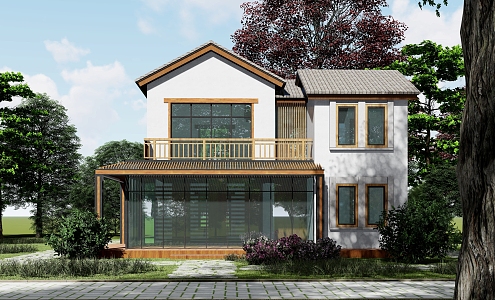 New Chinese style single-family villa 3d model