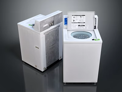 Efficient Modern White Washing Machines With Control Panels And Sleek Design For Home Laundry 3d model