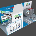 Exhibition Booth For ZONE Brand With Modern Display Screen Reception Area Staff And Product