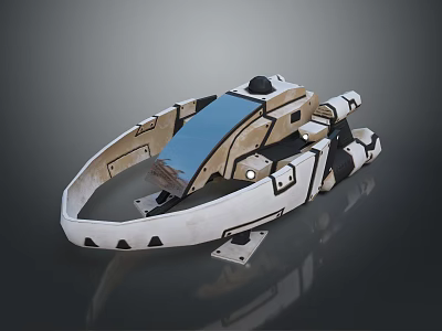 Futuristic Sci Fi Spaceship 3D Model With White Black Design And Blue Cockpit 3d model