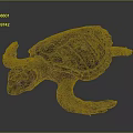 Sea Turtle With Detailed Shell Texture And Extended Limbs On Gray Background 3d model