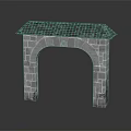 Classic Stone Arched Entrance Gate With Gray Tiled Roof And Solid Construction