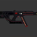 Futuristic Black Red Tactical Gun With Geometric Frame And Sleek Design