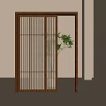 sliding door partition solid wood 3d model