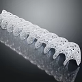 Transparent Curved Decorative Ornament Set With Hollow Out Patterns On Black Background Reflective Effect