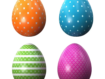 Colorful Painted Egg Decorative Ornament Set With Various Patterns For Home Decor 3d model