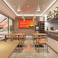 Bright Modern Stone Pot Potato Noodles Restaurant Interior With Cozy Dining And Open Serving Counter