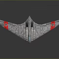 Vintage Flying Wing Aircraft With Silver Gray Body Red Wing Markings And Twin Engines