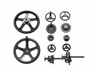 Various Mechanical Wheel Parts With Different Sizes Axle Hub And Metal Components 3d model