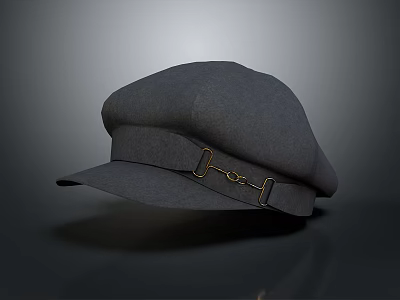 Stylish Gray Hat With Adjustable Strap And Metal Buckle Detail Design 3d model