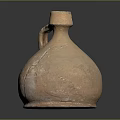 Hand Carved Terracotta Ceramic Jar Sculpture With Handle And Cracked Surface
