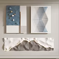 Modern Abstract Wall Decor With Blue Geometric Patterns And Textured Surfaces 3d model