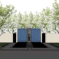 Water Feature Wall With Stone Surface Flowing Water Balloons And Trees Around