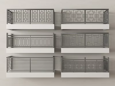 Balcony Railings With Various Modern Designs And Intricate Decorative Patterns 3d model
