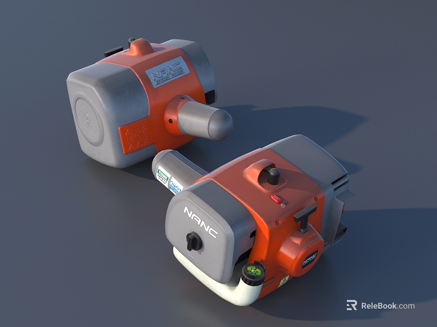 Two Orange And Gray Honda Engines Displayed On Gray Surface 3d model 