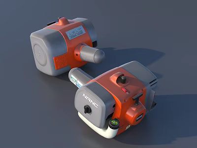 Two Orange And Gray Honda Engines Displayed On Gray Surface 3d model Two Orange And Gray Honda Engines Displayed On Gray Surface 3d model