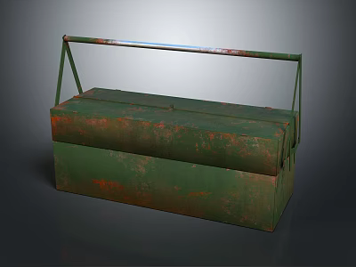 Green Metal Toolbox With Rustic Finish And Sturdy Handle For Hardware Tools Storage 3d model