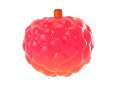 Fresh Juicy Red Lychee Fruit With Textured Surface And Brown Stem 3d model