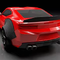 Red Modern Modified Sports Car With Advanced Aerodynamic Body Enhancements