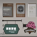 Diverse Commercial Billboards Featuring Wooden Metal Signs and Text Logos