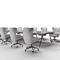 Modern Office Conference Table with Ergonomic Rolling Chairs in Meeting Room