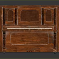 Vintage Mahogany Wooden Piano With Ornate Carved Design And White Keys